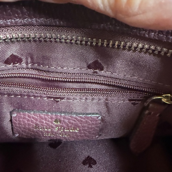 Elegant Kate Spade New York Crossbody Bag - Rich Merlot color, Pebbled Leather. - Picture 8 of 10